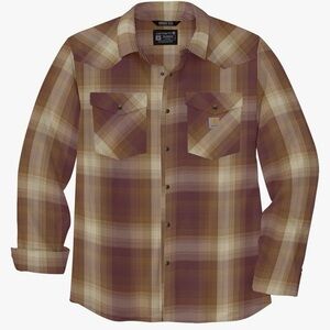 Carhartt Men's XL Montana  Rugged Flex Long Sleeve Snap Plaid Barnwood Shirt
